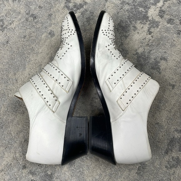 Chloe Leather Studded Buckle Strap Short Susanna Shoes White Ivory Sz 37 - Picture 9 of 13
